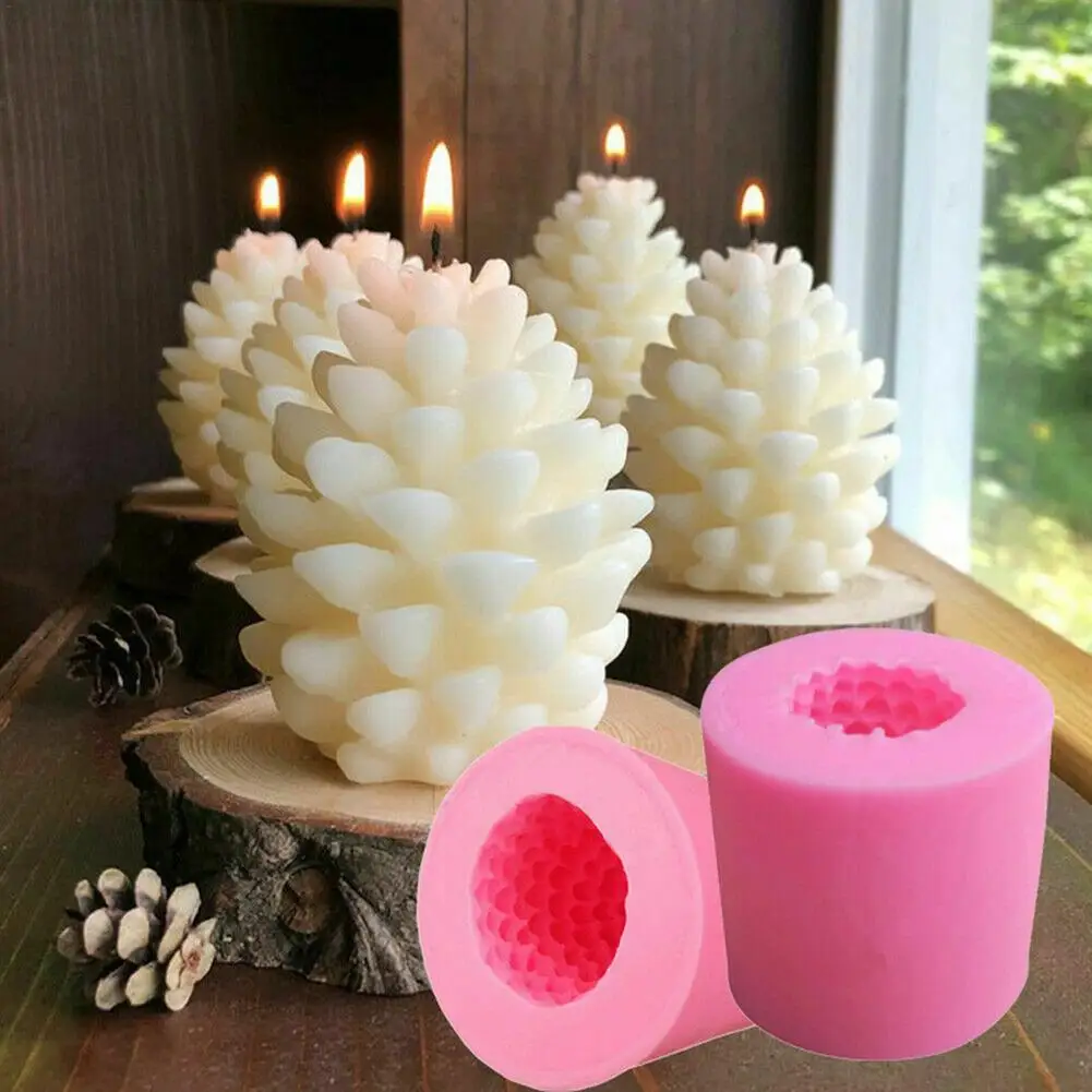 

3D Christmas Pine Cone Candle Mold DIY Handmade Aromatherapy Candles Beeswax Pinecone Safe Silicone Candle Making Mould Gifts