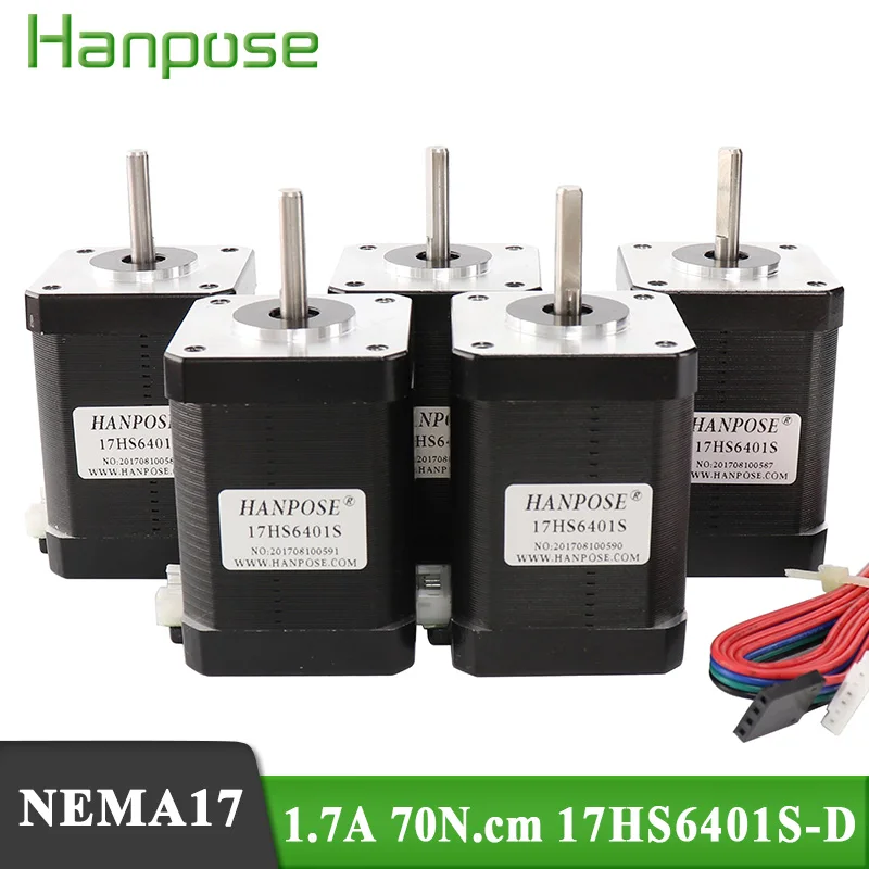 

5pcs nema17 stepper motor 60mm 2-phase hybrid 12V stepper motor 3D printer 17HS6401S 1.7A 70N.CM 60mm 4-wire 42 stepper motor