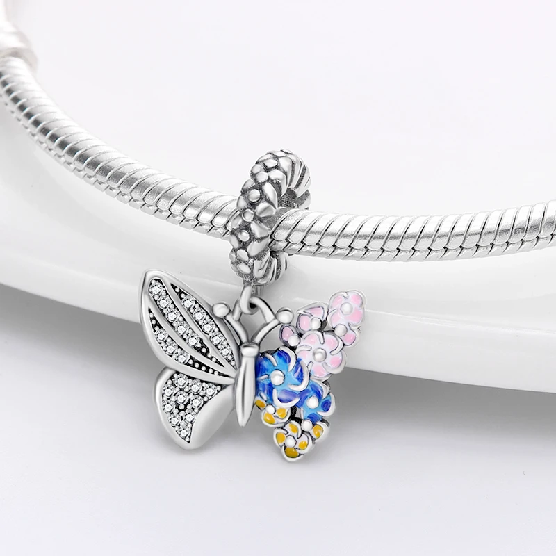 

Браслеты Pandach plata из серебра 925 пробы с бусинами и цветами, подходят для браслетов Pandora, Женские Ювелирные изделия «сделай сам»