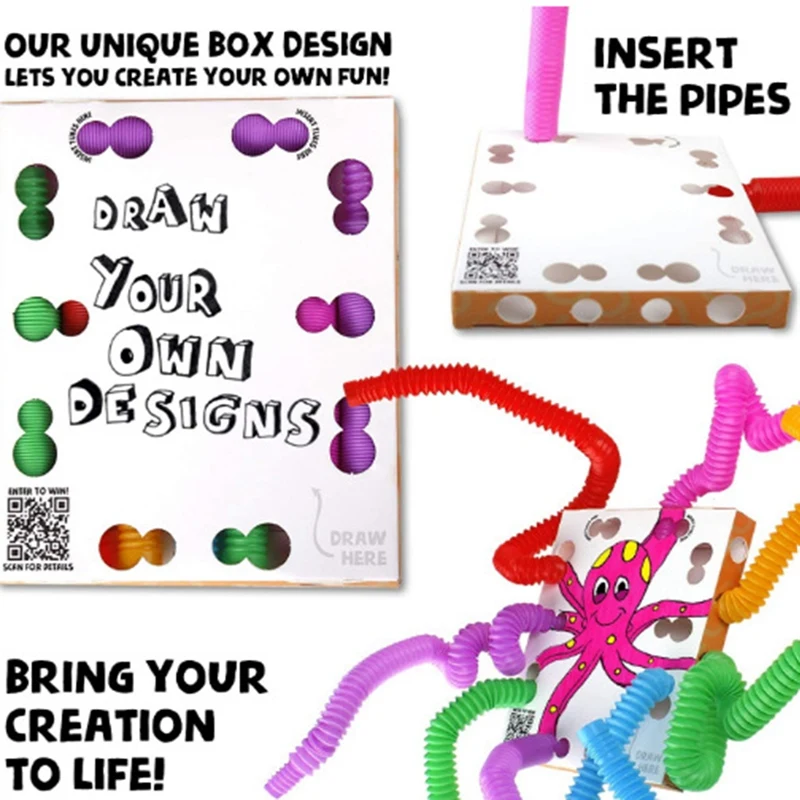 

1Pc/5Pcs Children's Pop Tube Colorful Stretch Plastic Tube DIY Vent Decompression Toy Adult/Kids Twist Toys Educational Toys