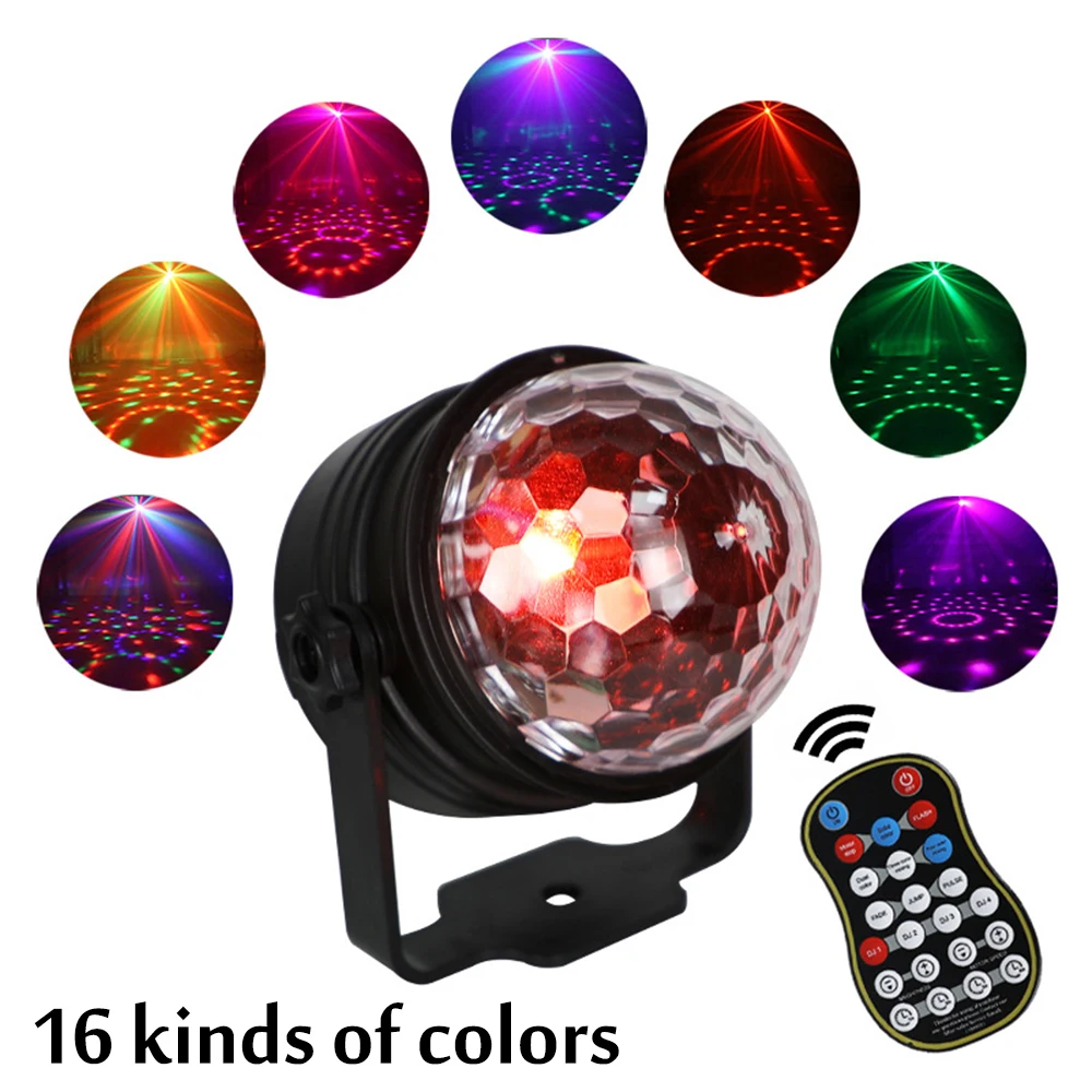 

16 Colors Mini Ball Stage Light Sound Activated Rotating Disco Ball DJ Party Lights Colorful Starry Sky Lamp for Christmas