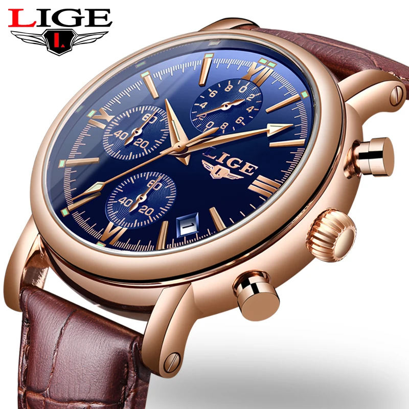 Новинка LIGE мужские s часы лучший бренд класса люкс синие военные спортивные