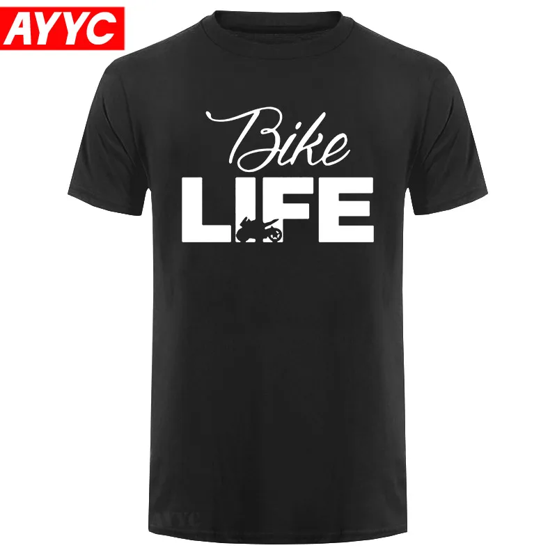 

Футболка мужская хлопковая с круглым вырезом, Повседневная Свободная рубашка с принтом велосипеда и жизни, топ для фитнеса, лето