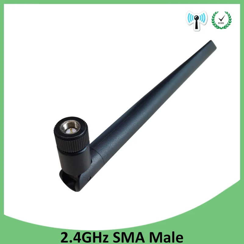 Grandwisdom 5pcs 2.4G antenna 5dbi sma male wlan wifi 2.4ghz antene pbx iot module router signal receiver antena high gain