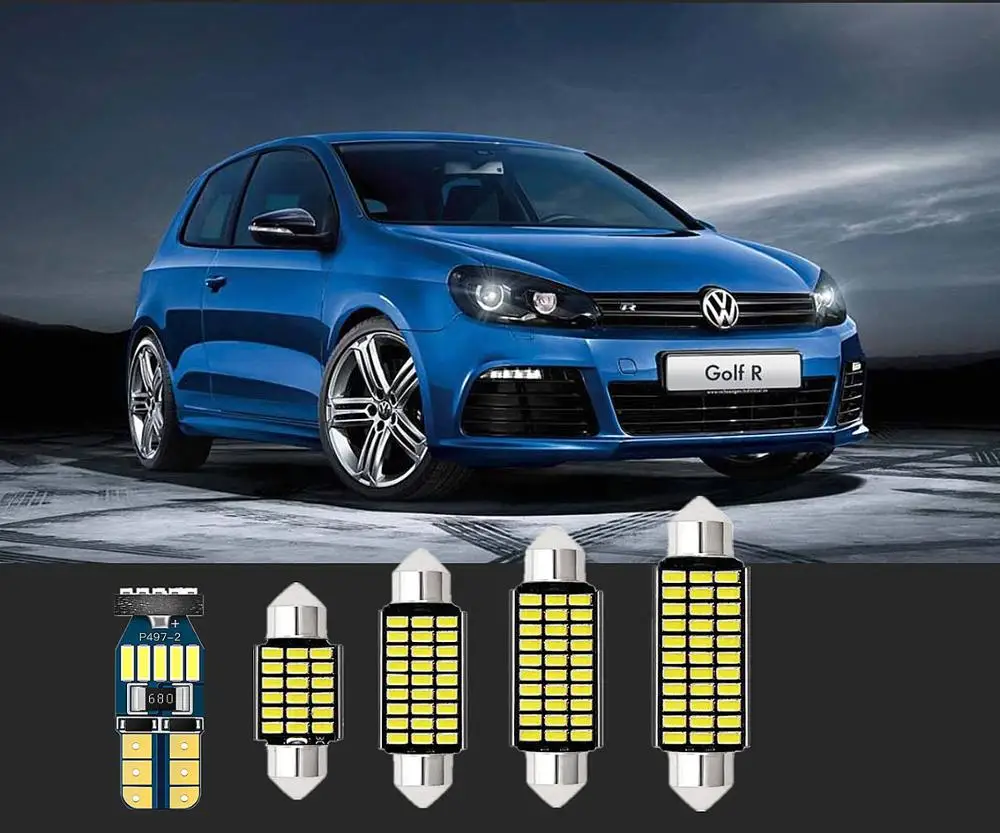 6 шт. Белый светодиодный carDome карта двери бардачок Licensr огни T10 и 31 мм для Volkswagen Vento
