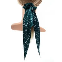 bow satin folds long ribbon scrunchies women girls dot elastic rubber hair bands headband ponytail holder hair scarf accessories