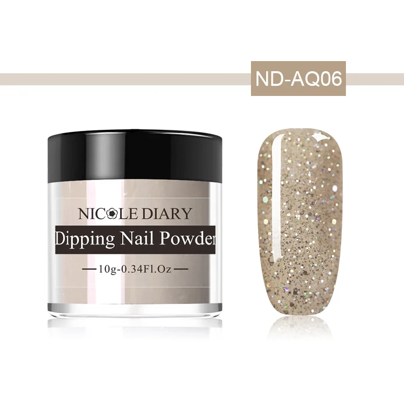 ND-AQ06 NICOLE DIARY 10 г Dip набор пудры для ногтей голографические блестки окунание порошок для ногтей сверкающий дизайн ногтей украшение без УФ лампы лечения - Цвет: ND-AQ06