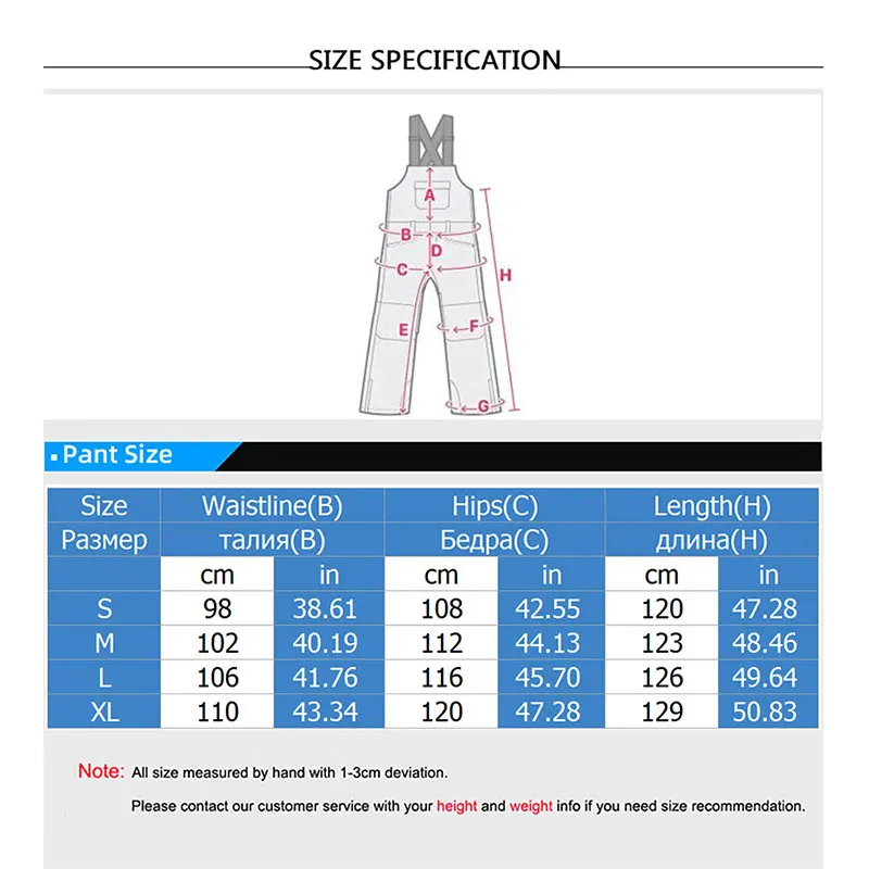 

Winter Warm Ski Bib Pants Men Women Ski Jumpsuit Windproof Waterproof Ski Overalls Skiing Pants Snowboarding Pants Ski Equipment
