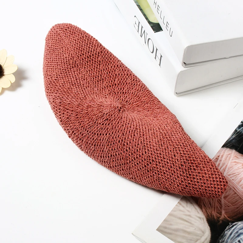 VISROVER 6 Colorways Summer Best Matched Beret Female Soft Spring Hat Solid Color Best Matched Women Boina Gift Wholesales