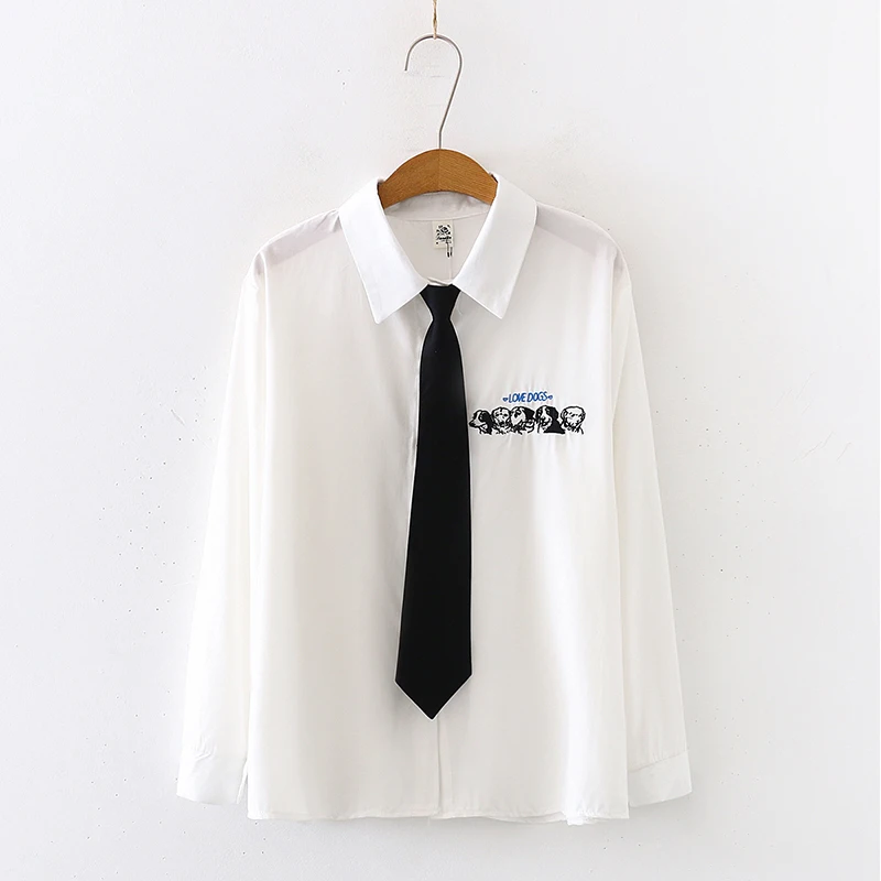 Новинка лета 2020 женские желтые рубашки с надписью собаки и галстуком осенняя