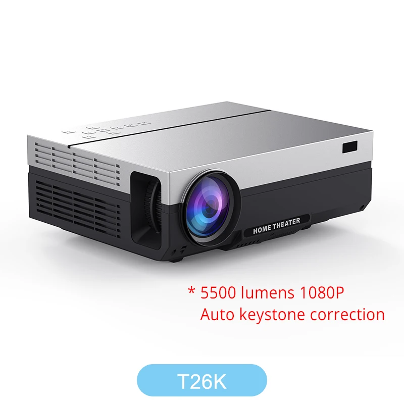 T26K Silver Everycom T26K Full HD проектор 1920x1080P проектор Портативный 5500 люмен HDMI проектор видео проектор LED Главная Театр фильм - Цвет: T26K Silver
