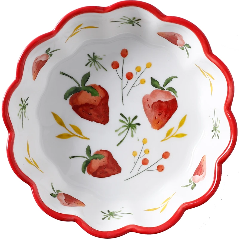 Керамическая тарелка с цветами для салата завтрака супа столовая посуда