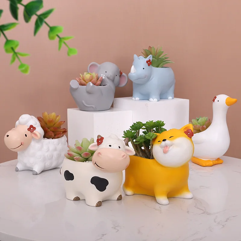 

Cartoon Creative Resin Fleshy Flowerpot Micro Landscape Gardening Flowerpot Desktop Potted Small Flowerpot Office Balcony