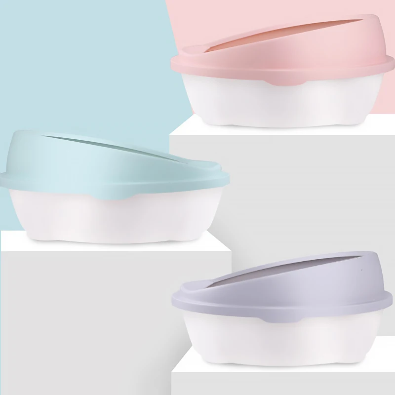 

Semi Closed Litter Sand Box Scoop Anti-splash Portable Plastic Large Deodorant Sandpit Cat Self Cleaning Pet Toilet Accessories