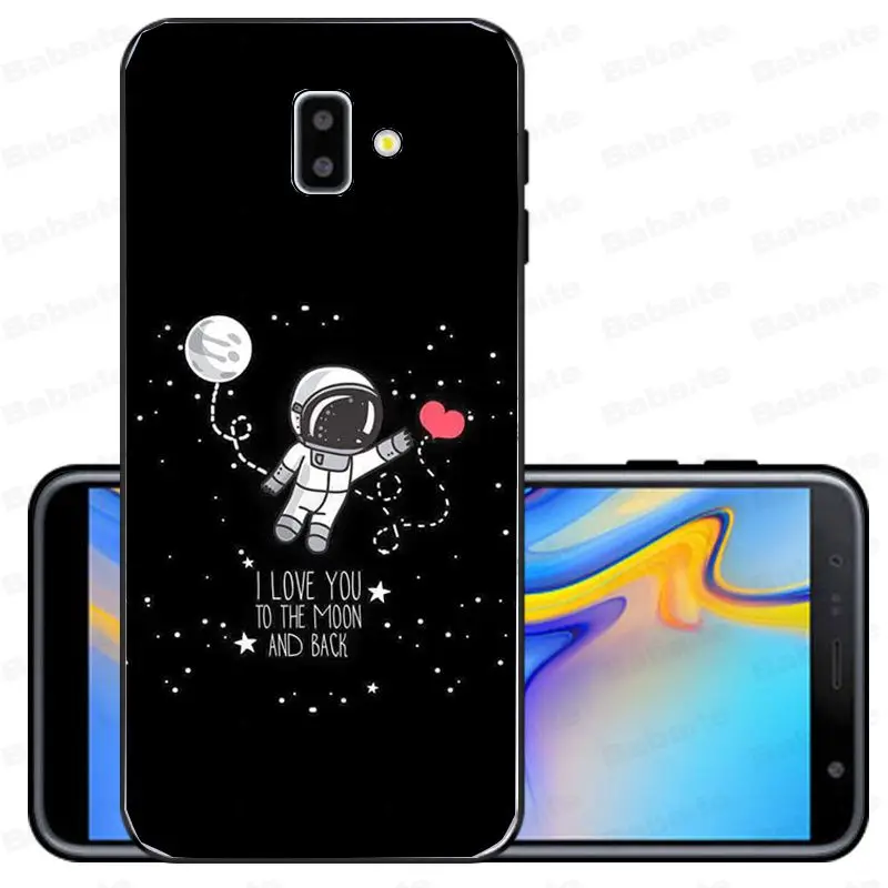 Черный чехол с белой Луной и звездами космонавта аксессуары для телефонов samsung