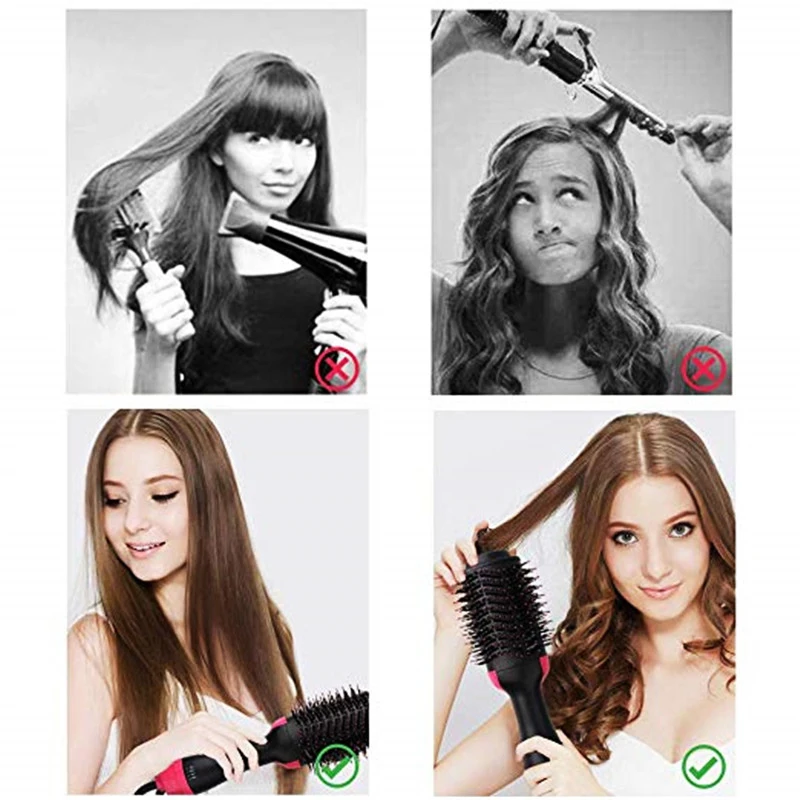 

2-in-1 Rotating One Step Hair Dryer & Volumizer Hair Straightener Brush Hot Air Comb Styling Professional Salon Blow Dryer Brush