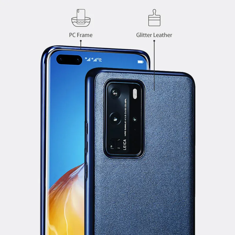 Чехол-накладка для Huawei P40 Pro, из натуральной кожи, противоударный, блестящий от AliExpress WW