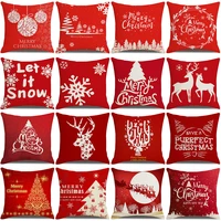 christmas pillow covers 45x45cm santa reindeer snowflake printed cushion cover winter home decorative holiday throw pillowcase