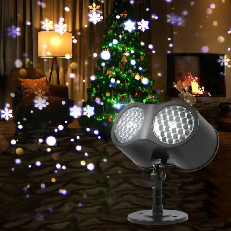 

Christmas Snowflake Projection Lamp LED Disco Lights Indoor Dynamic Binocular Snowstorm Light Decor For Home Holiday Party 2021