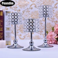 peandim luxury crystal silver centerpieces decoration candle holder party bar home romantic candelabra centerpiece