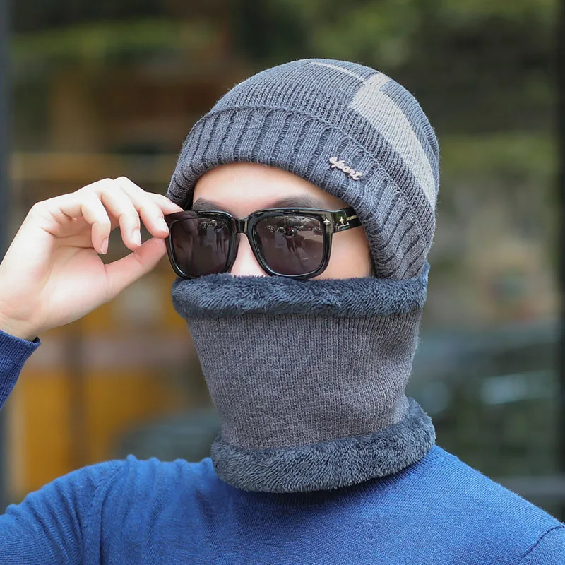 4 Йо-Янг 2 шт. зимние шапки Skullies Beanies шапка для мужчин и женщин шерстяной шарф шапки Балаклава маска Gorras капот вязаная шапка - Цвет: 4