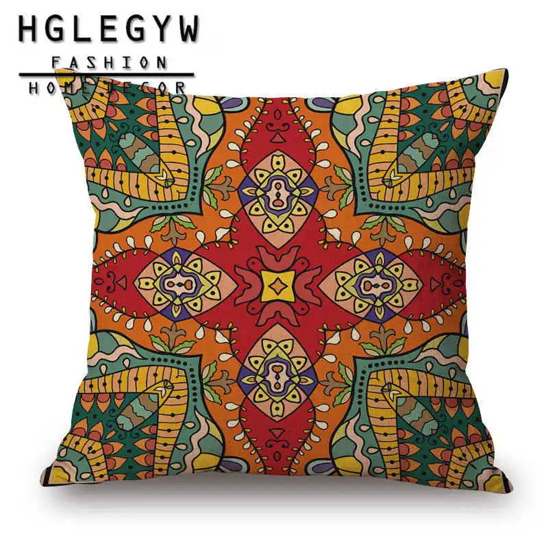 Винтажная наволочка в богемном стиле с цветочным рисунком хлопковая льняная