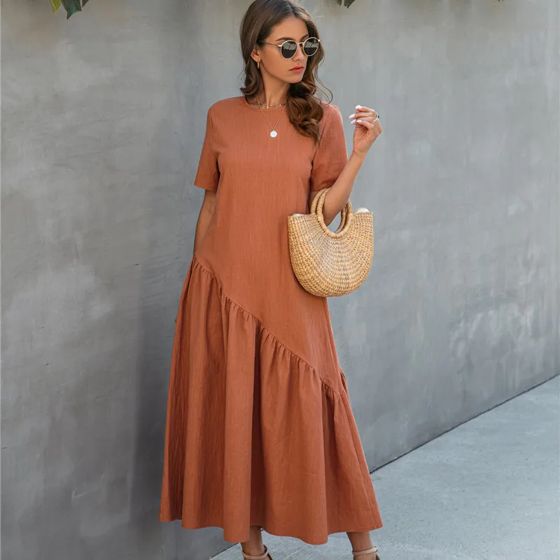 Летнее повседневное винтажное женское платье макси 2020 модное свободное с