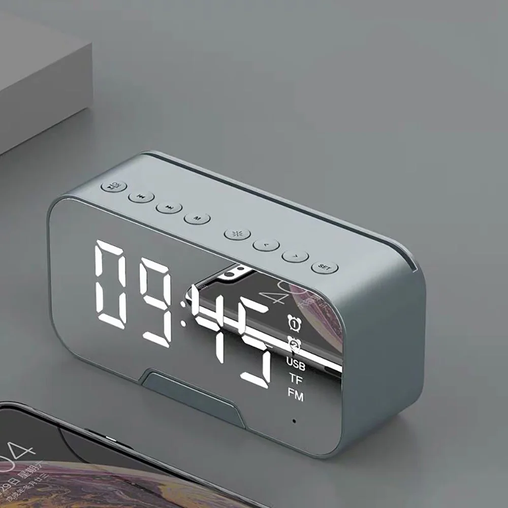 Многофункциональный зеркальный Будильник Bluetooth динамик с fm радио настольные