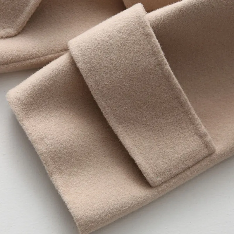 

Coat 2021 Casual Wool Women Spring Solid Wool Female Jacket abrigos Medium Length Woman Coats manteau femme 38519 YQ1203