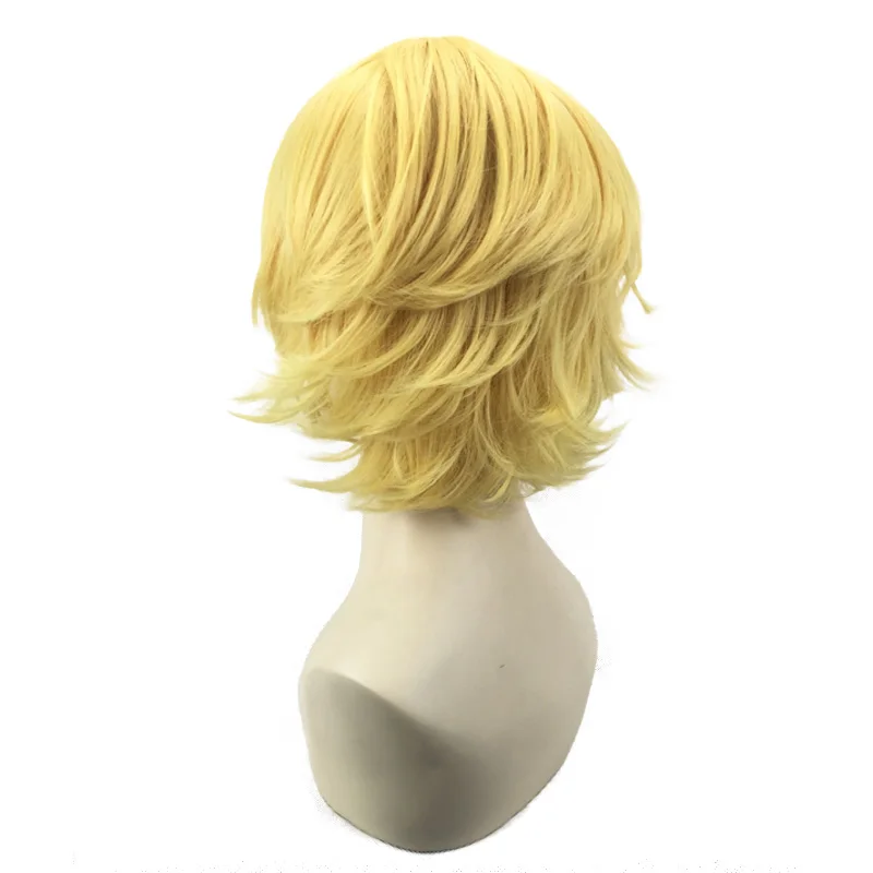 Мужской короткий парик для косплея костюма синтетические волосы черные белые