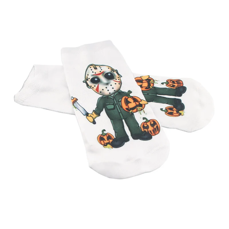 K480, 1 пара, черные повседневные носки на Хэллоуин в пятницу, индивидуальные невидимые короткие носки, низкие носки без показа, хлопковые носки счастливого катера