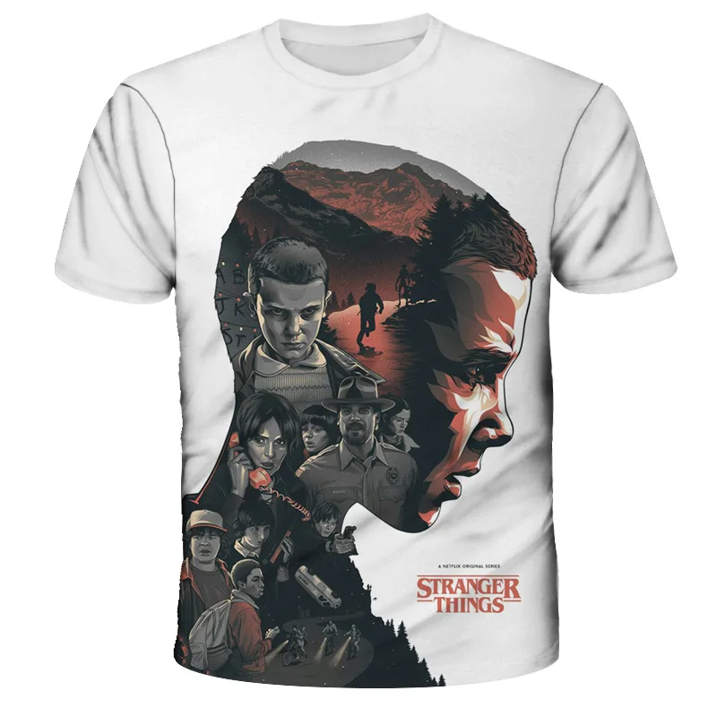

2021 New Stranger Things 3D Print Boys Horror Things T-shirts Teen Hip Hop Style Children's Clothes Weird Things T-shirts 4-14T
