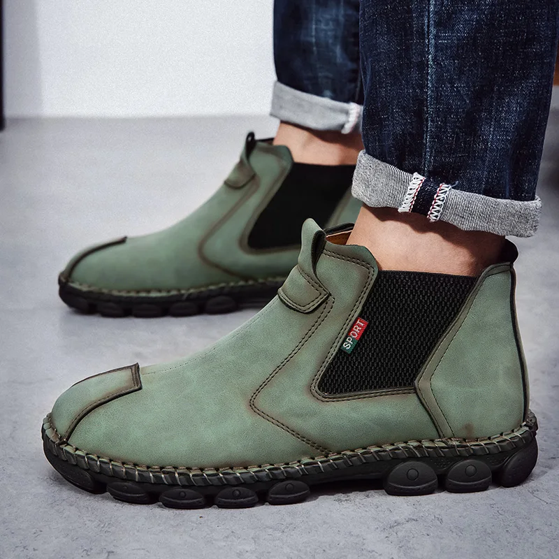 Мужские ботинки модные ботильоны из натуральной кожи мужские Челси ручной