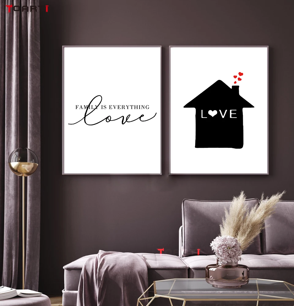 Печатные плакаты с семейными цитатами современная картина буквами любви на