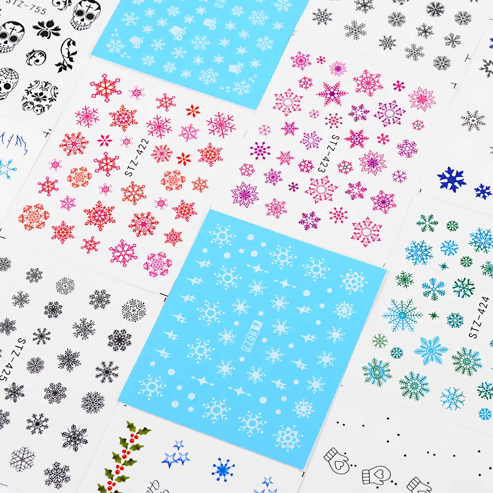 30 шт./лот Рождественская тематическая наклейка Дизайн ногтей водные снежинки