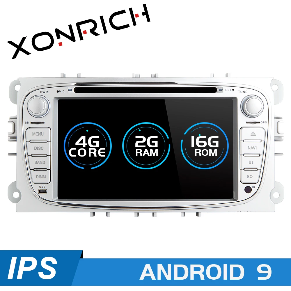 Автомагнитола 2din Android 9 для Ford Focus 2 3 mk2 Mondeo 4 Kuga Fiesta Transit Connect S C MAXGPS