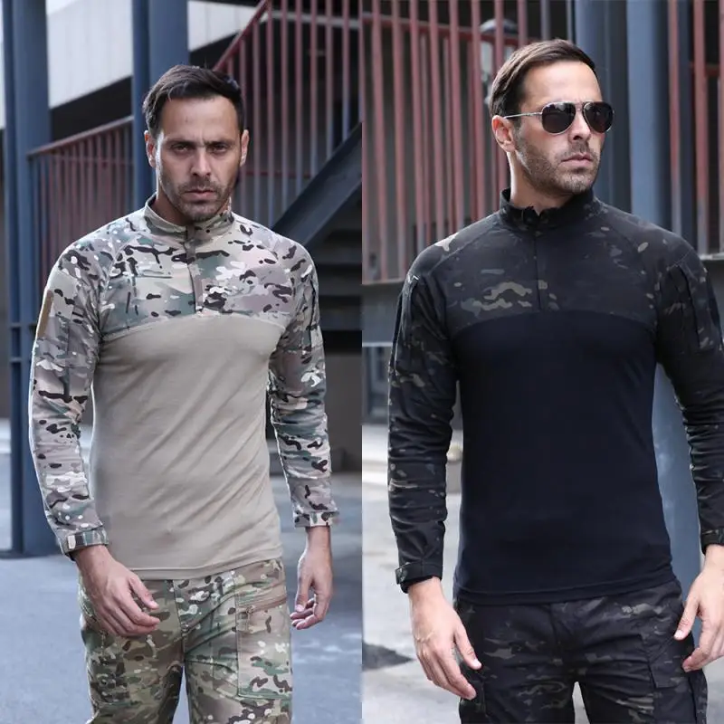 

Military Men's Tactical Suit Cotton Breathable Combat Shirt Camouflage Field Training Running Knitted Long-sleeved Frog Suit