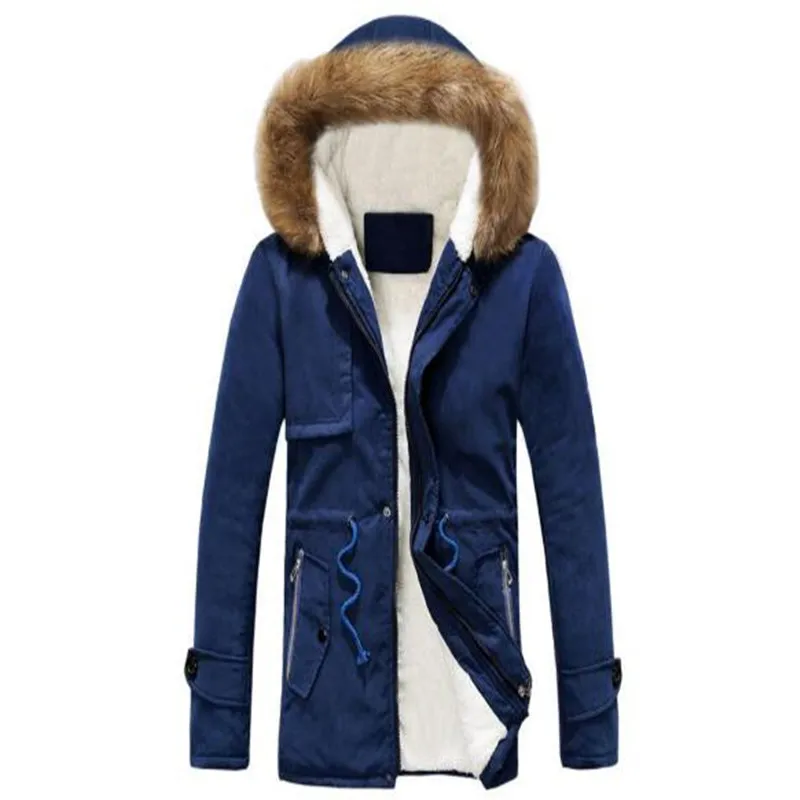 

Men's new high quality fall/winter collection of hooded cotton jackets, mid-length casual jackets for couples coat