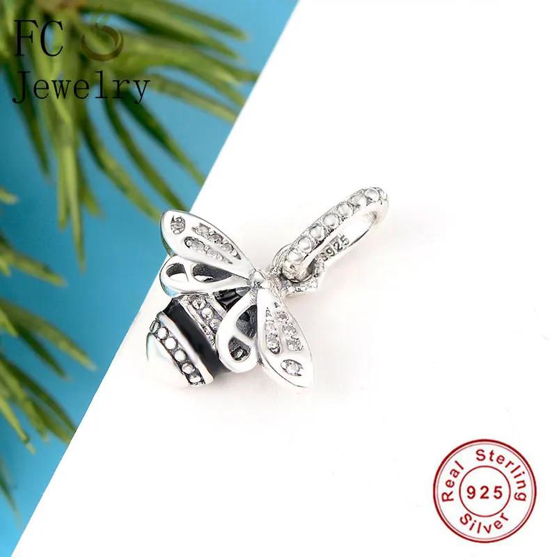 FC Jewelry оригинальный брендовый браслет с подвесками серебро 925 пробы черная эмаль