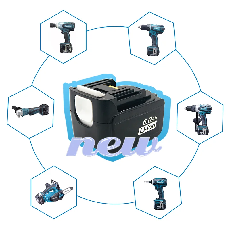 

2PCS BL1460 BL1430 14.4V 6.0Ah Lithium Cordless Power Tools Rechargeable Battery for Makita BL1415 BL1440 194559-8 BDF343 TD131D