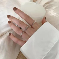 women trendy punk ring set geometric minimalist aesthetic jewelry round sliver color ring street dance accessories gift