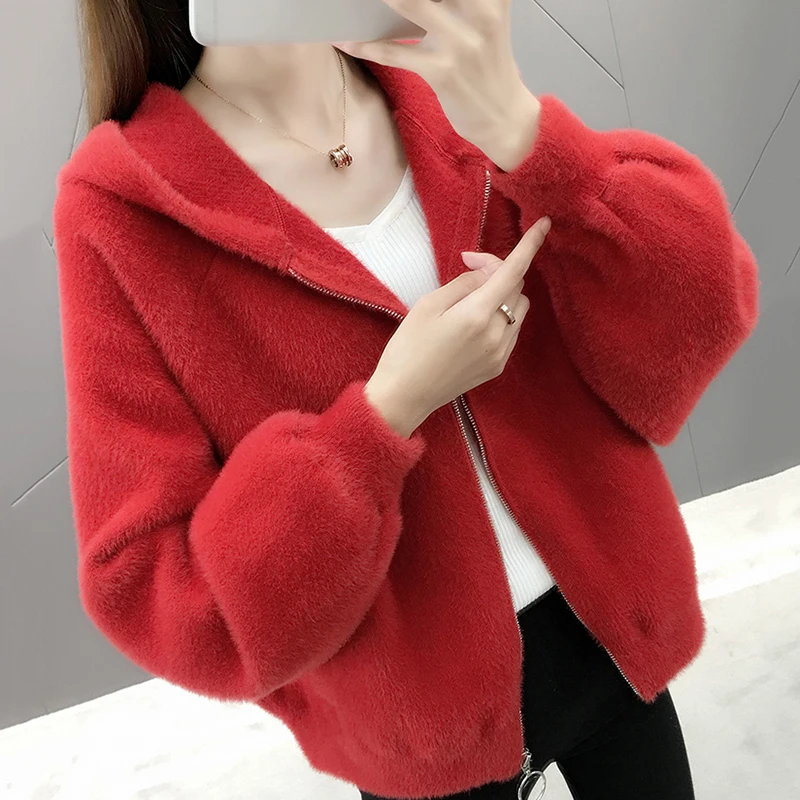 Имитация норки кашемировый свитер пальто для женщин 2020 Новинка весна осень