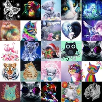 sontonga 5d diy diamond painting tiger cat animal embroidery cross stitch mosaic home decor sticker crafts