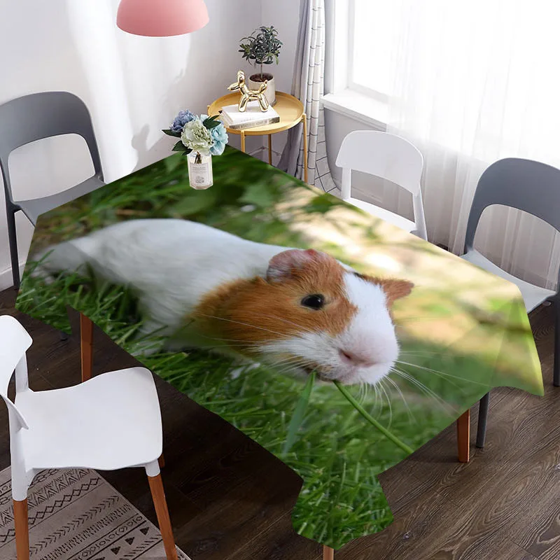 Скатерть из ткани Оксфорд с 3d-рисунком морской свинки водонепроницаемая для