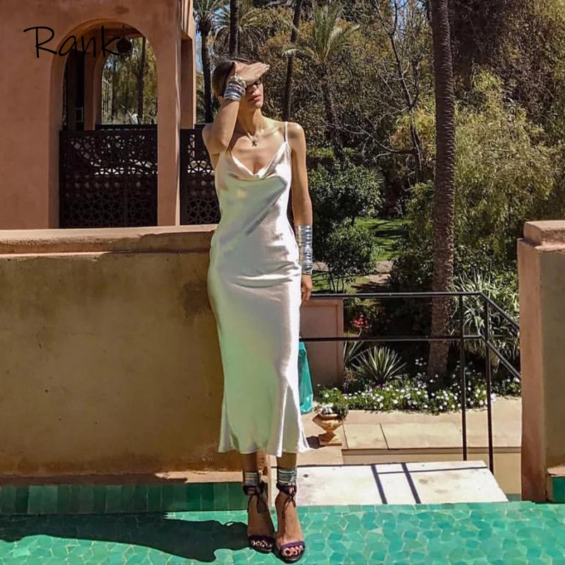 

Summer Dress Women Sexy Spaghetti Strap Backless Trumpet Long Dress Elegant Bodycon Satin Lace Up Sexy Party Dresses Femme 2020