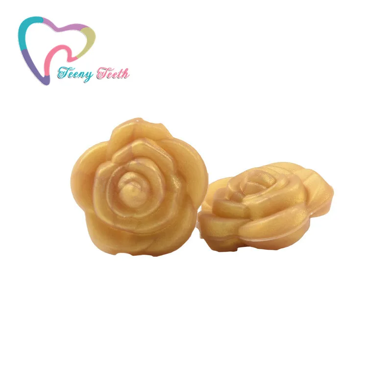 15 шт. медные золотые Цветочные силиконовые бусины для прорезывания зубов