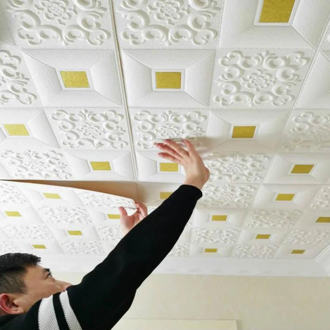 

3D Three-dimensional Wall Stickers Self Paste Waterproof Moisture-Proof Ceiling Wallpaper Thickened Foam TV Brick Wall Sticker