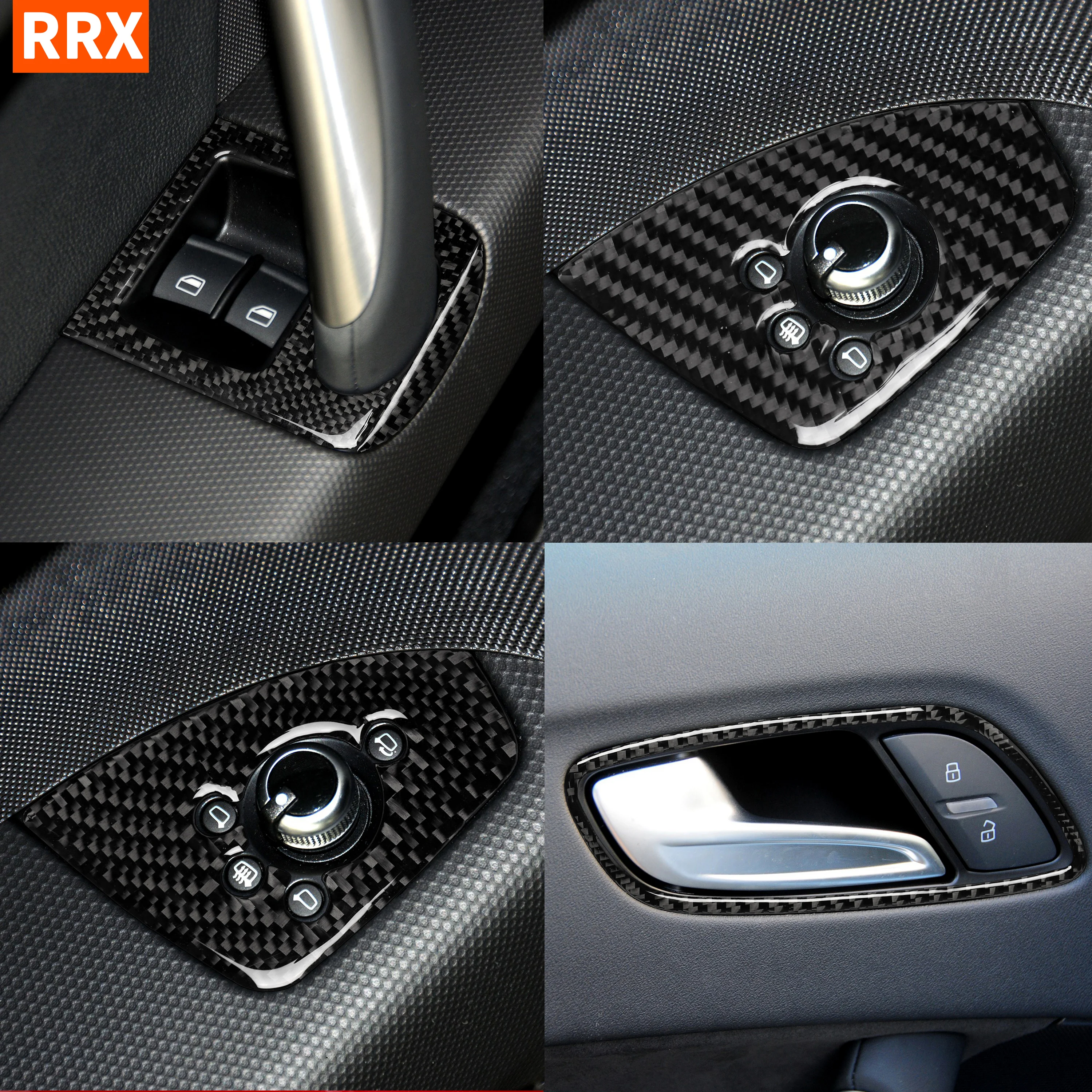 

For Audi TT 8n 8J MK123 RS 2008-2014 Carbon Door Handle Sticker Window Lifting Panel Cover Switch Button Frame Trim Car Styling