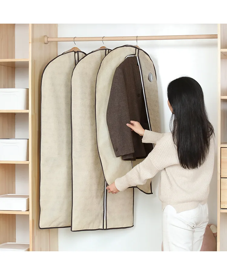 

Hanging Clothes Dust Cover for Coats and Suits Long Non-woven Storage Bag Dust Bag Coat Cover