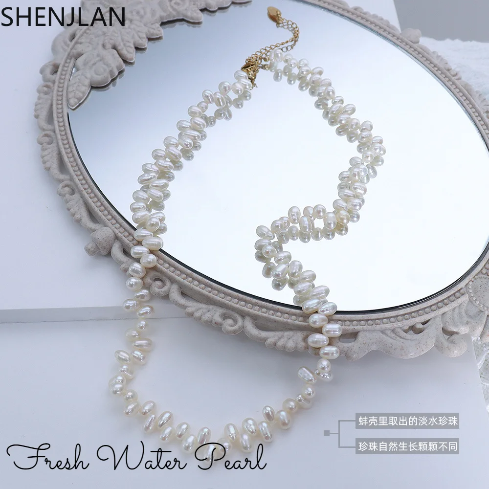 

Vintage Baroque Fresh Water Pearl 316L Stainless Steel Choker Necklace and bracelet for Women Fashion Jewelry set
